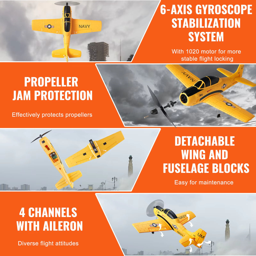 Succebuy RC Plane 2.4G 4CH Remote Control Airplane W/ 6-Axisgyro Stabilizer Aircraft Toy RC Glider for Kids Beginners Boys Gifts