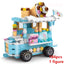 DIY Architecture Ice Cream Car Store Street View Food Building Blocks Kit Girls Bricks Classic Movie Model Toys