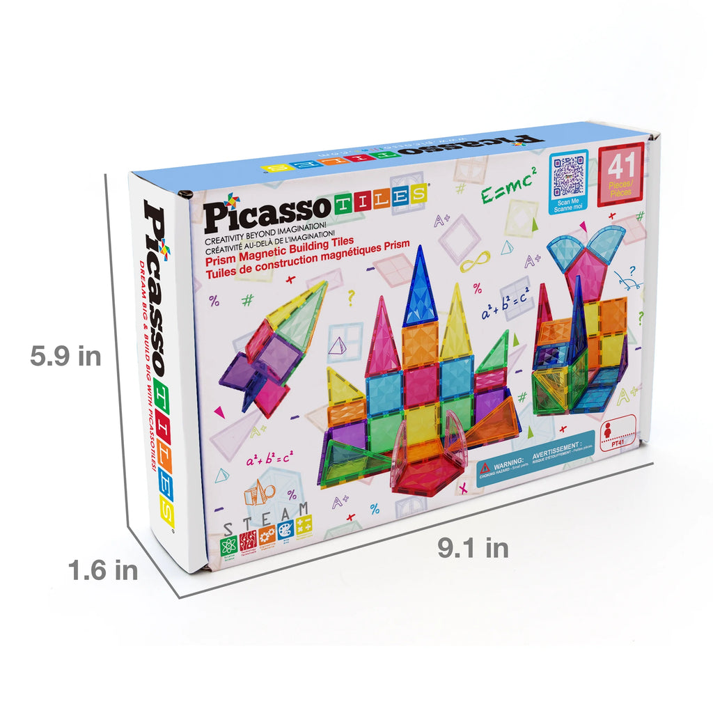 Picassotiles Magnetic Tiles for Kids – 41PCS STEM Construction Building Blocks Educational Toy Set