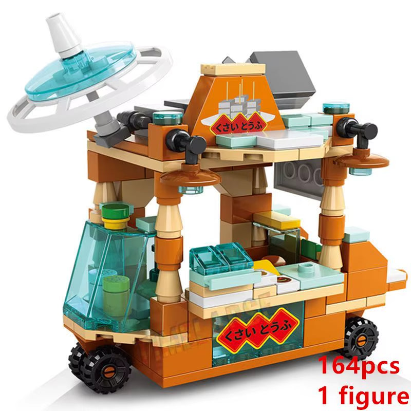DIY Architecture Ice Cream Car Store Street View Food Building Blocks Kit Girls Bricks Classic Movie Model Toys