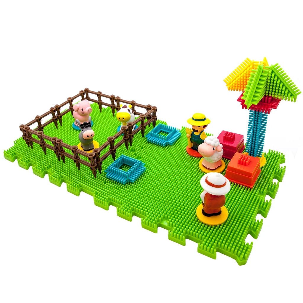 Picassotiles 100PCS Hedgehog 3D Building Block Tiles, STEM Farm Theme Educational Toy Set, Learning Playset for Preschool Kids, Brain Development & Creativity