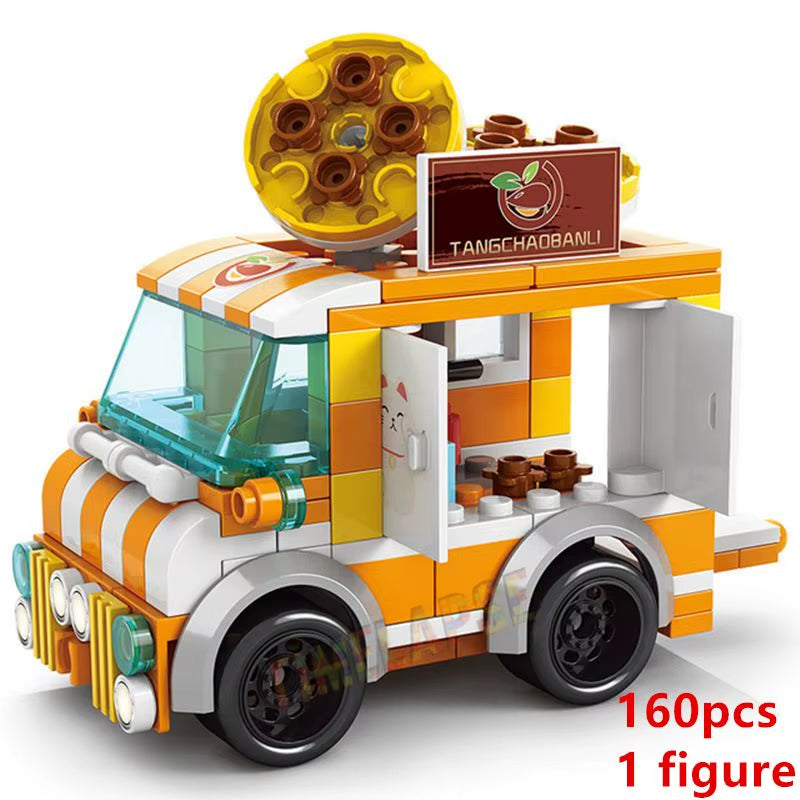 DIY Architecture Ice Cream Car Store Street View Food Building Blocks Kit Girls Bricks Classic Movie Model Toys