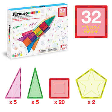 Picassotiles Rocket Booster Magnetic Tiles Set – Building Blocks STEM Construction Toy for Kids